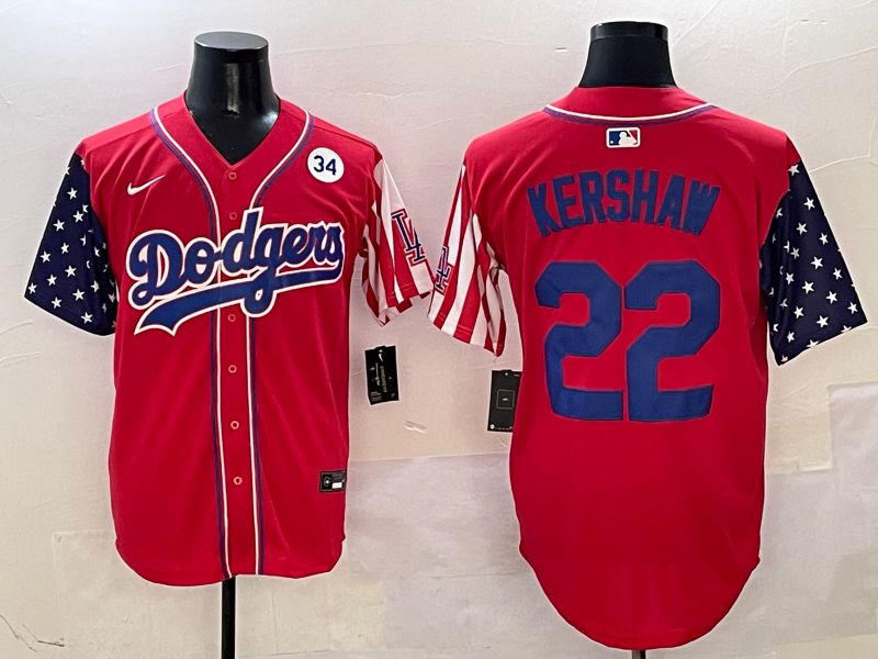 Men Los Angeles Dodgers #22 Kershaw Red a generation of national flags Joint name 2025 Nike MLB Jersey style 9->los angeles dodgers->MLB Jersey